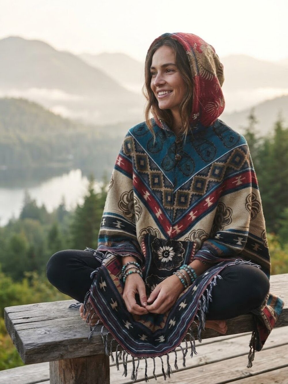 Vintage Southwestern Poncho - one Size